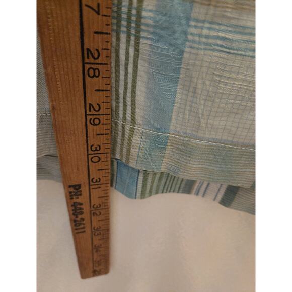 Tommy Bahama Men's L Blue Green Plaid 100% Silk Button Up Shirt Short Sleeve - Picture 7 of 8